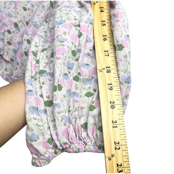 LC Lauren Conrad Floral V-Neck Blouse With Balloon Sleeves & Tie Front - Picture 12 of 12